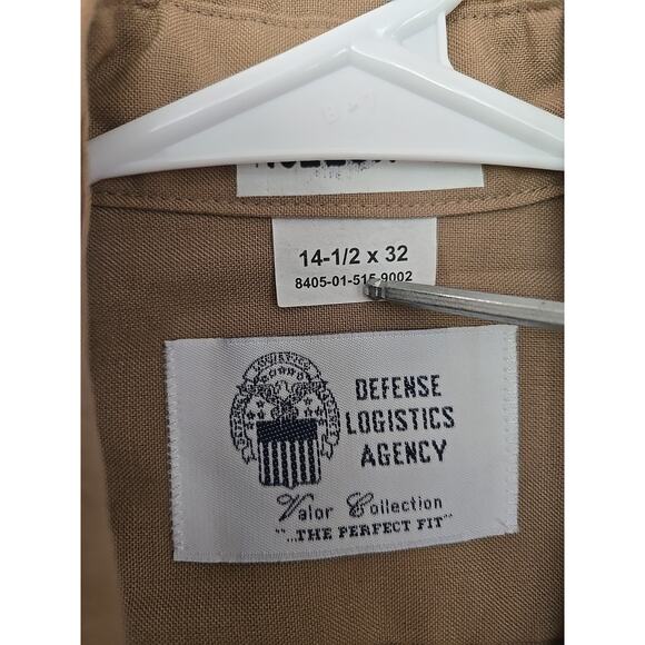 VTG U.S. Marine Corps Men Shirt 14.5 32 Khaki Poly Wool Blend 2122 Army Military - Picture 6 of 7